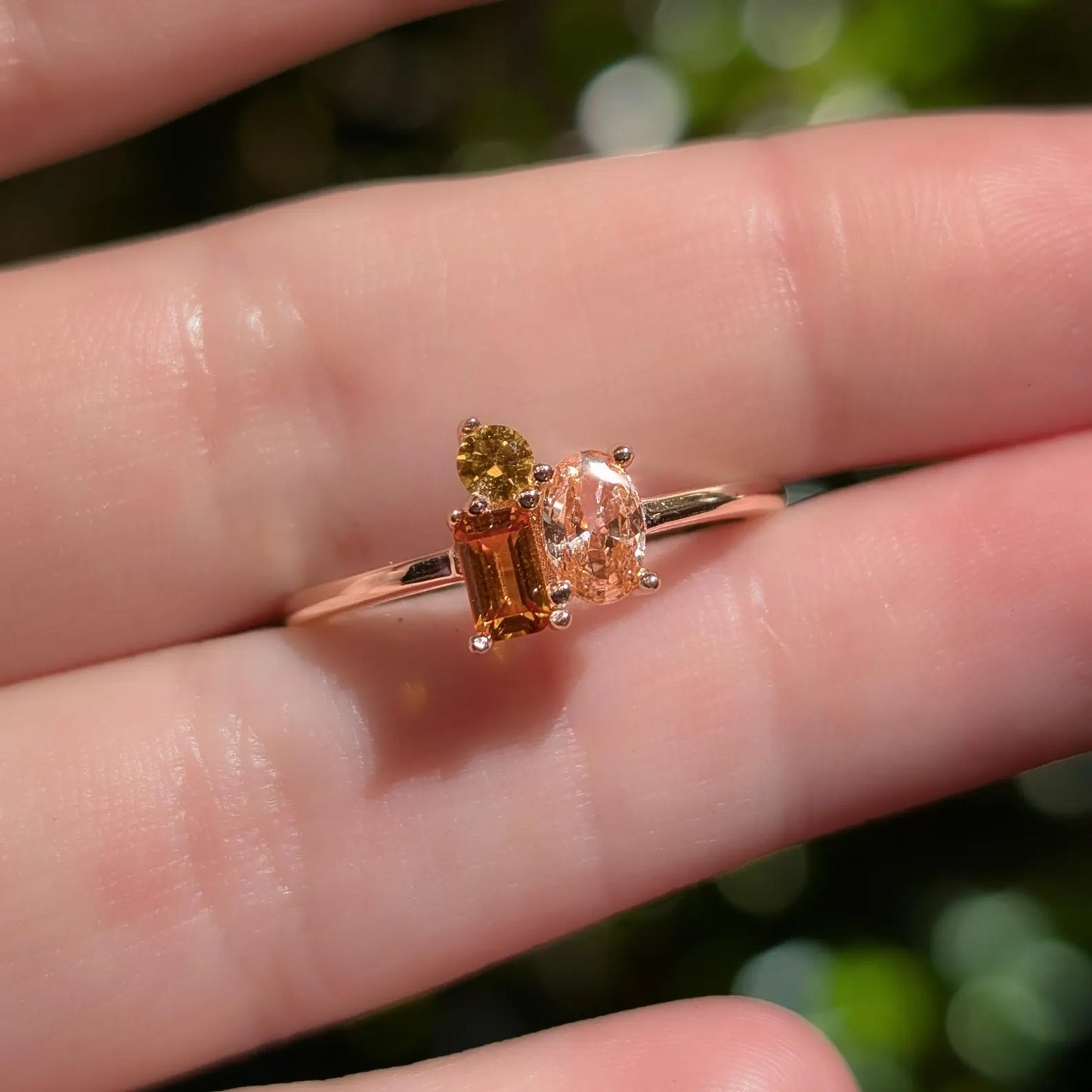 The Tulia - Citrine 3 Stone Cluster Ring