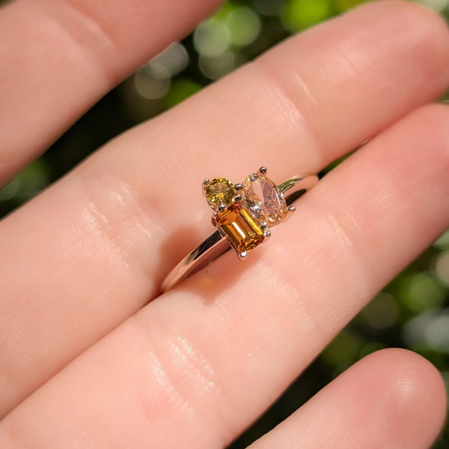The Tulia - Citrine 3 Stone Cluster Ring