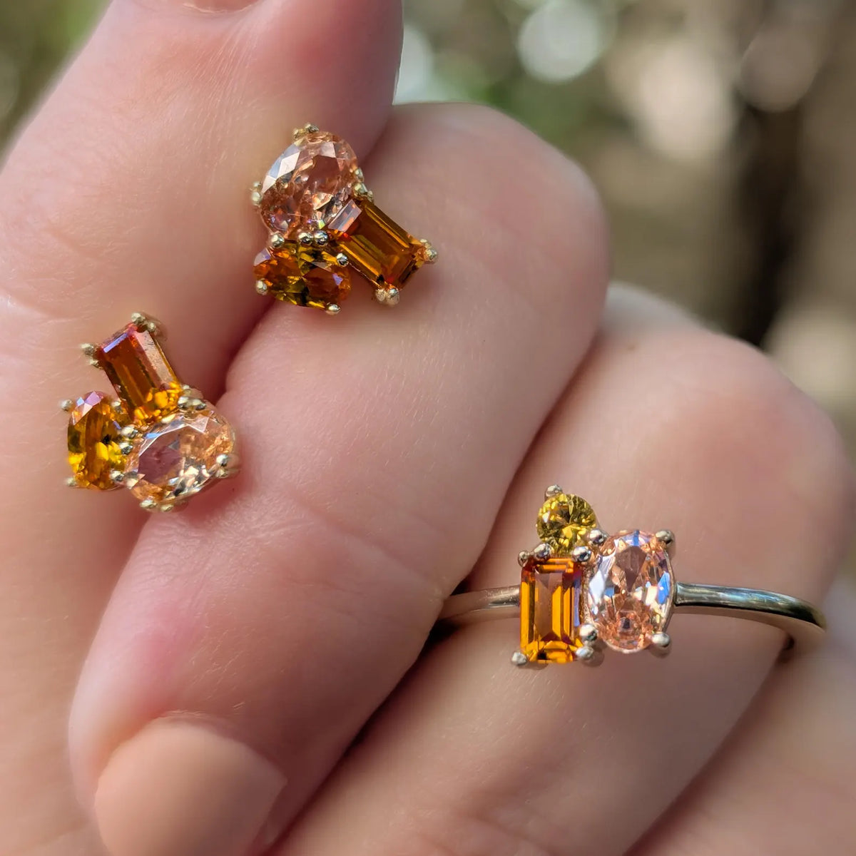The Tulia - Citrine 3 Stone Cluster Ring