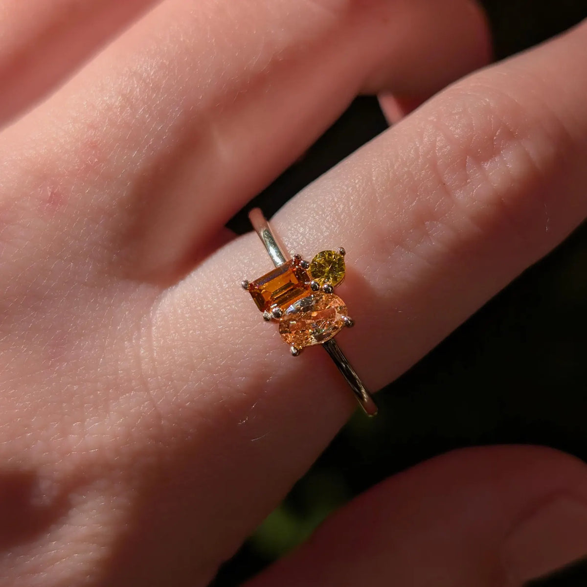The Tulia - Citrine 3 Stone Cluster Ring