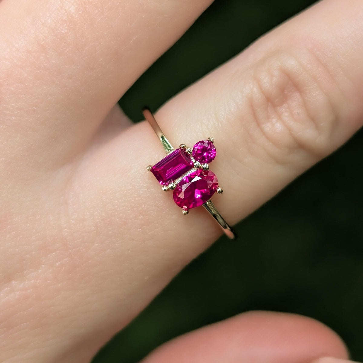 The Elia - Ruby 3 Stone Cluster Ring