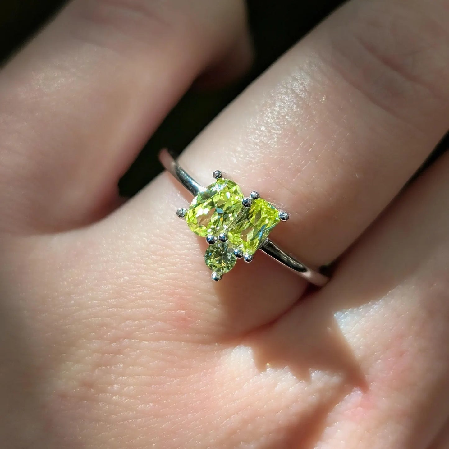 The Elia - Peridot 3 Stone Cluster Ring