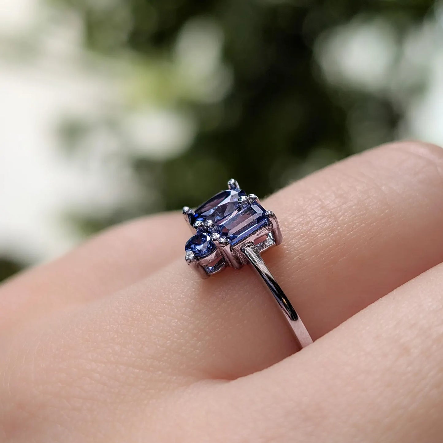 Tanzanite 3 Stone Cluster Ring