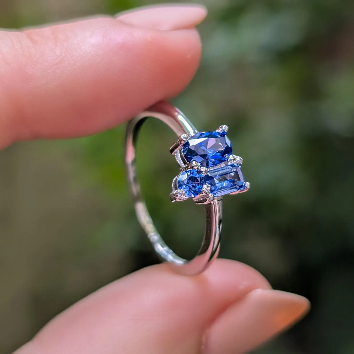 Tanzanite 3 Stone Cluster Ring