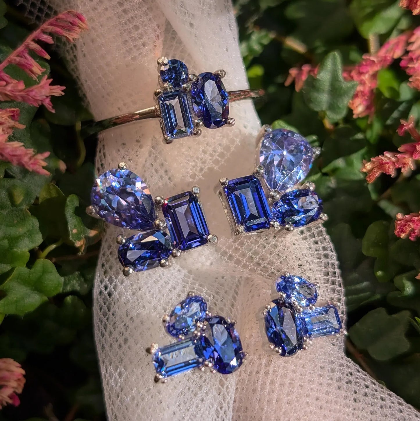 Tanzanite 3 Stone Cluster Ring