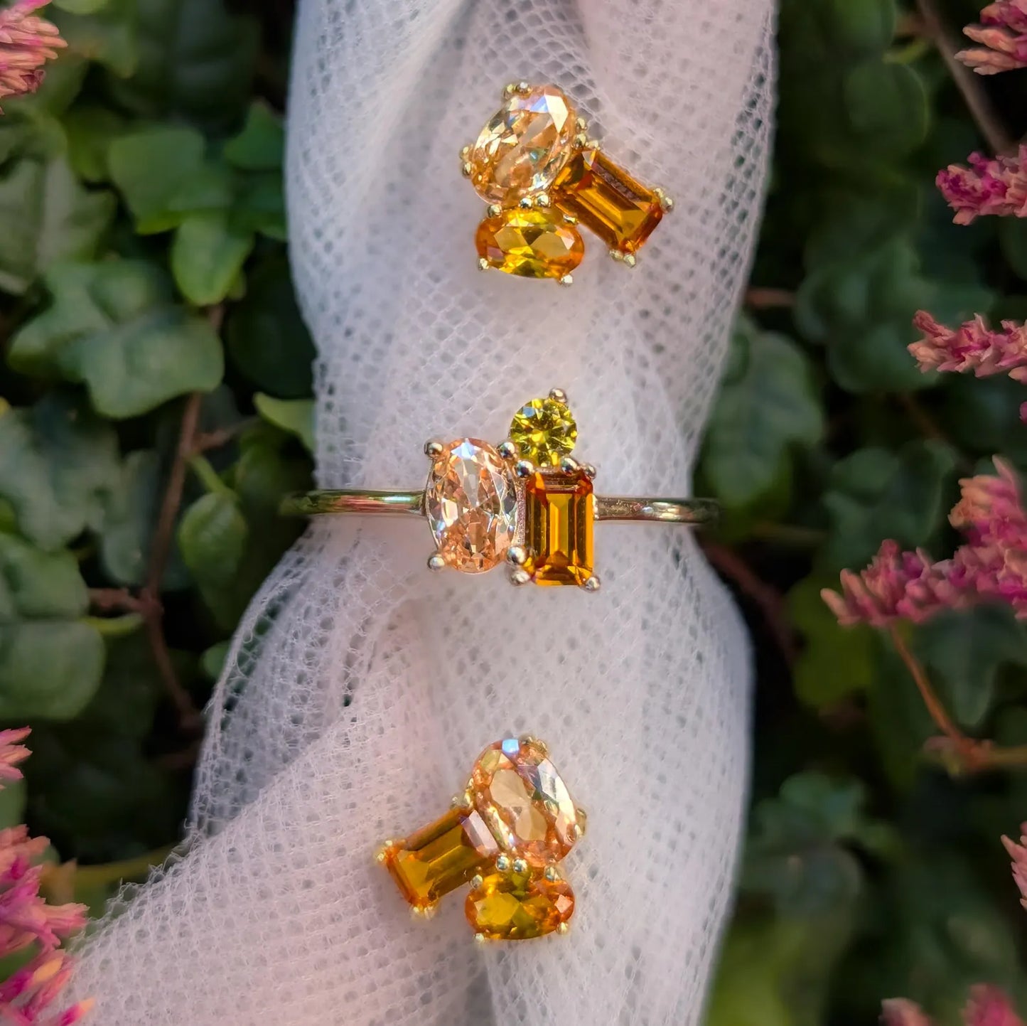 The Tulia - Citrine 3 Stone Cluster Ring