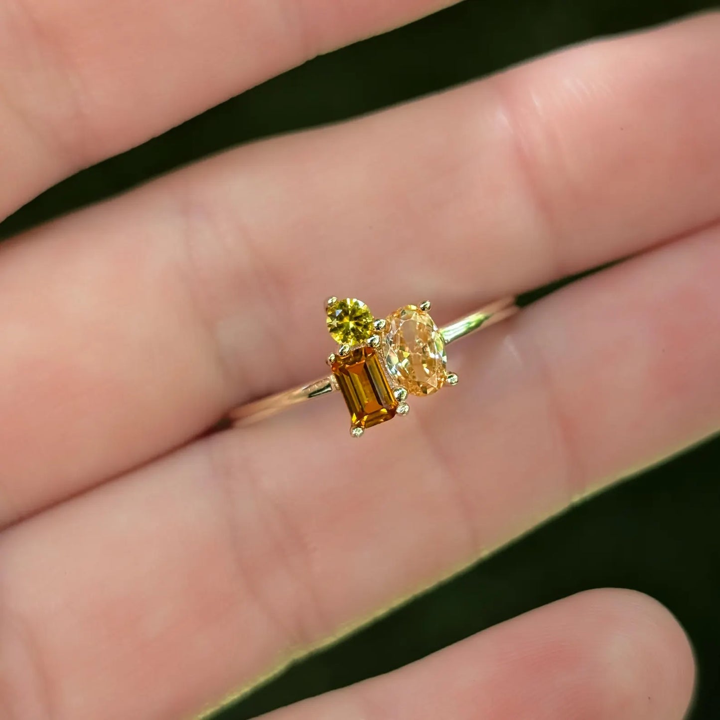 The Tulia - Citrine 3 Stone Cluster Ring