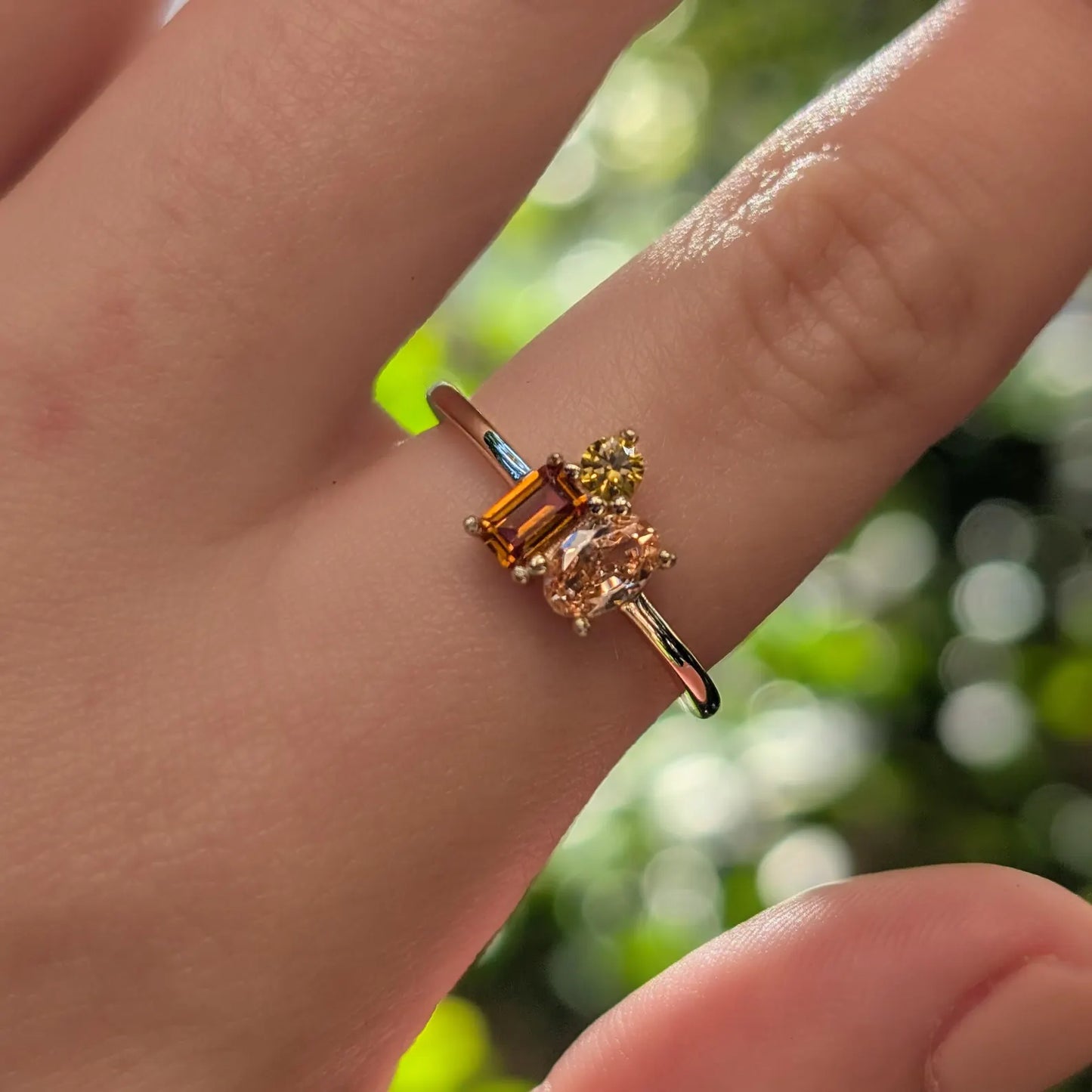 The Tulia - Citrine 3 Stone Cluster Ring