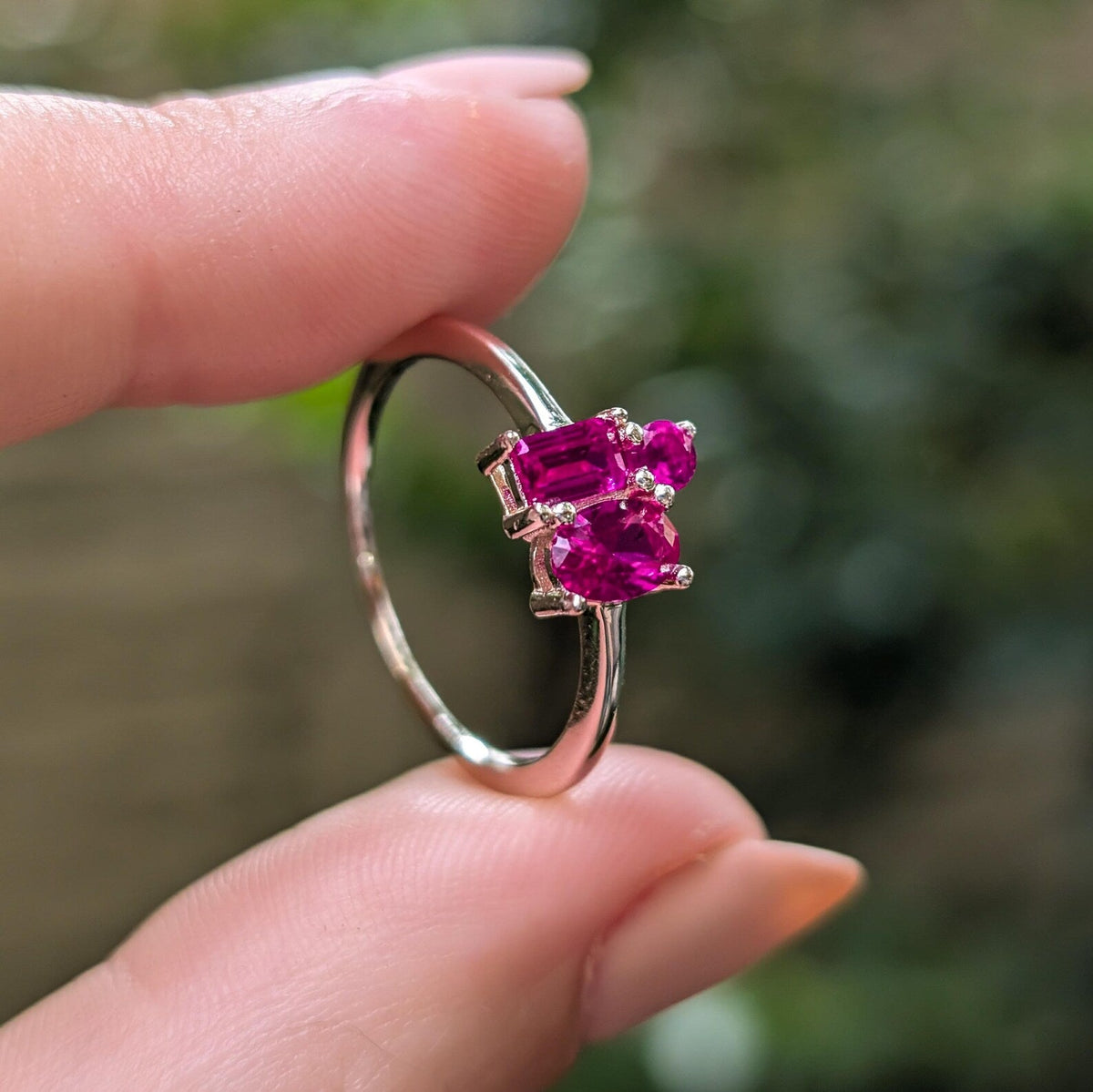 The Elia - Ruby 3 Stone Cluster Ring