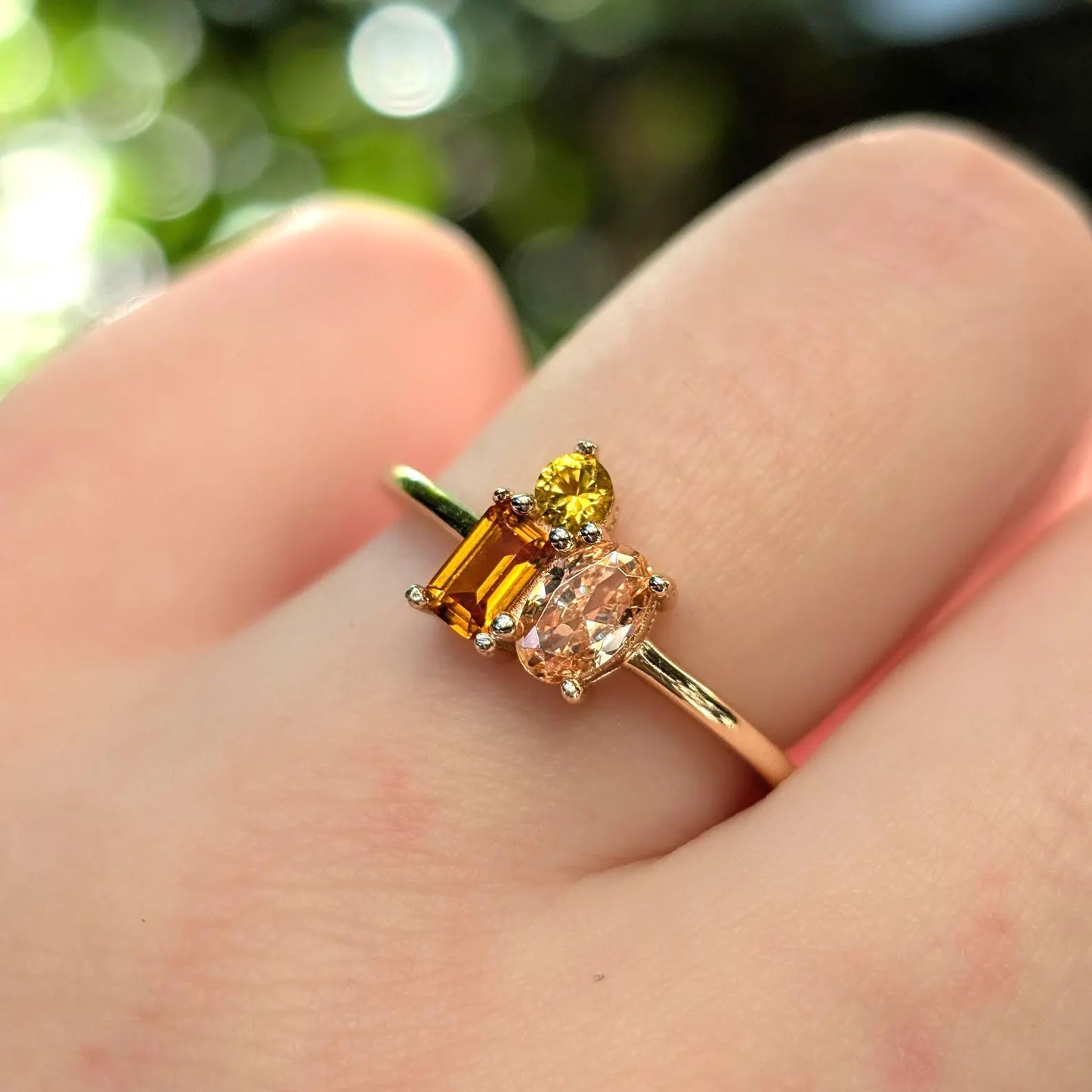 The Tulia - Citrine 3 Stone Cluster Ring