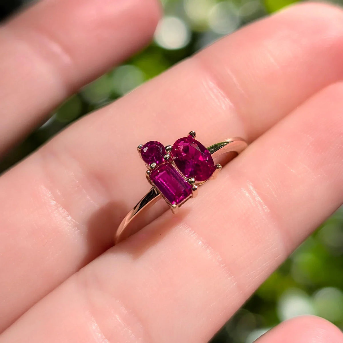 The Elia - Ruby 3 Stone Cluster Ring