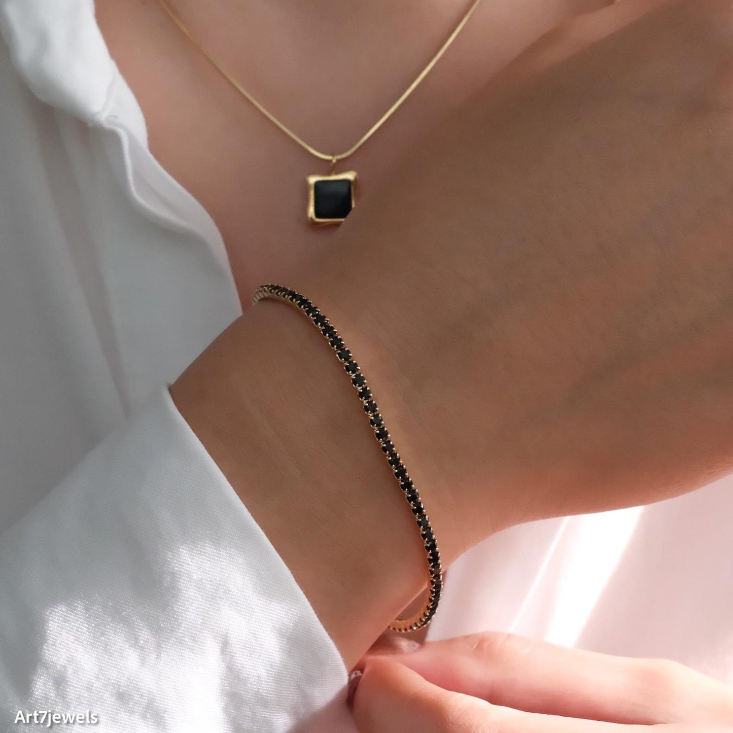 Black Tennis Bracelet