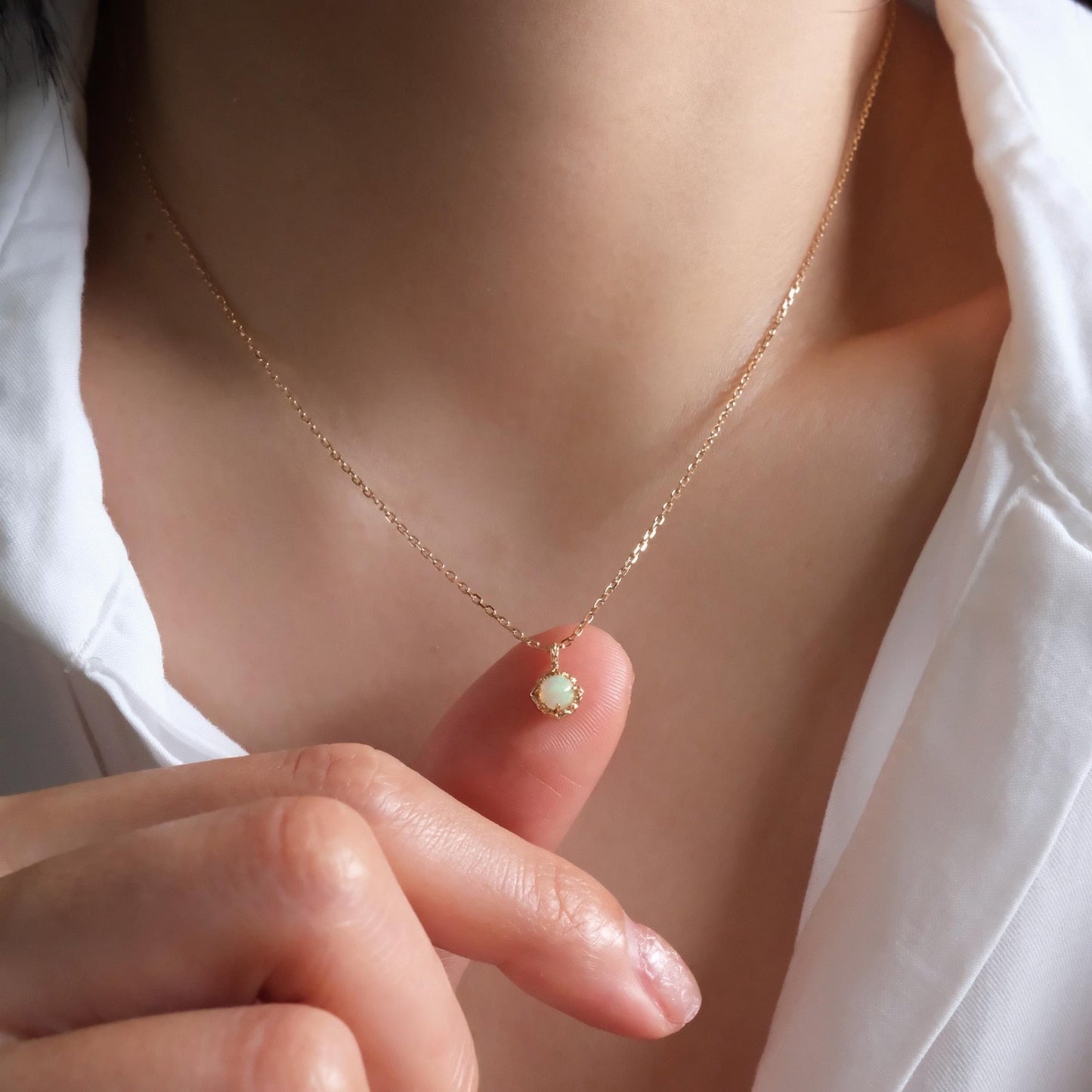 Tiny Reversible Opal Necklace