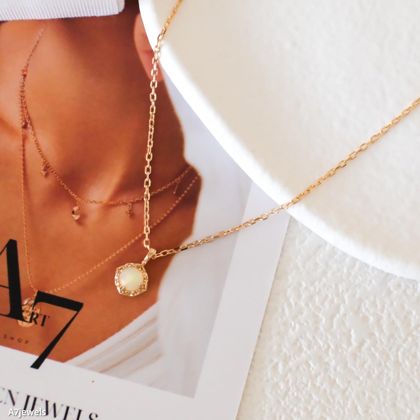 Tiny Reversible Opal Necklace