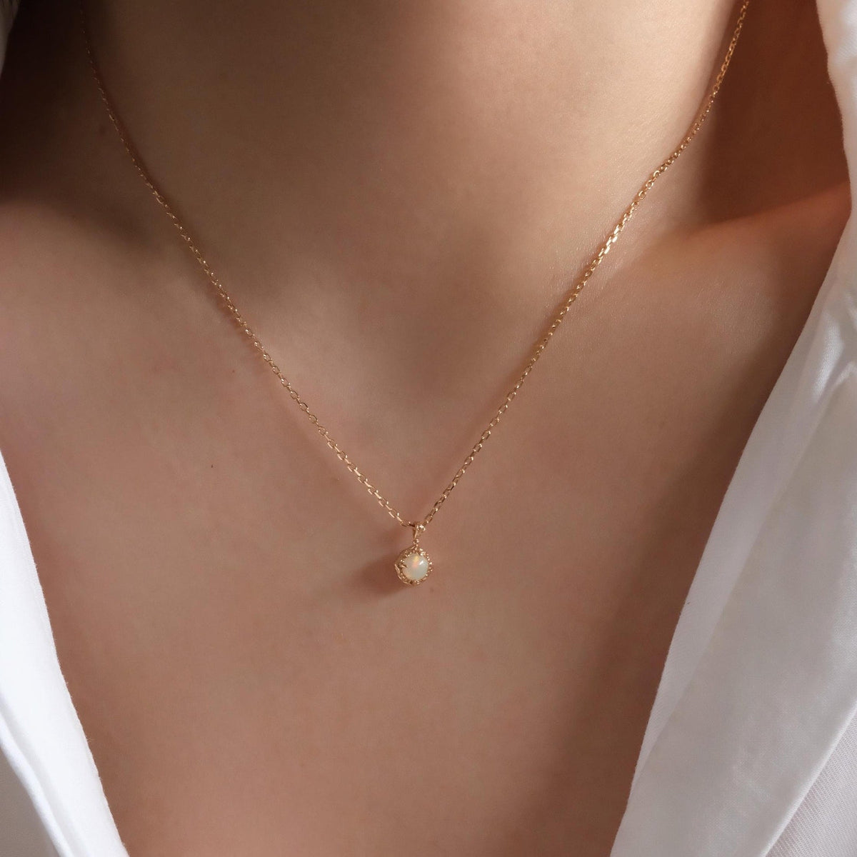 Tiny Reversible Opal Necklace