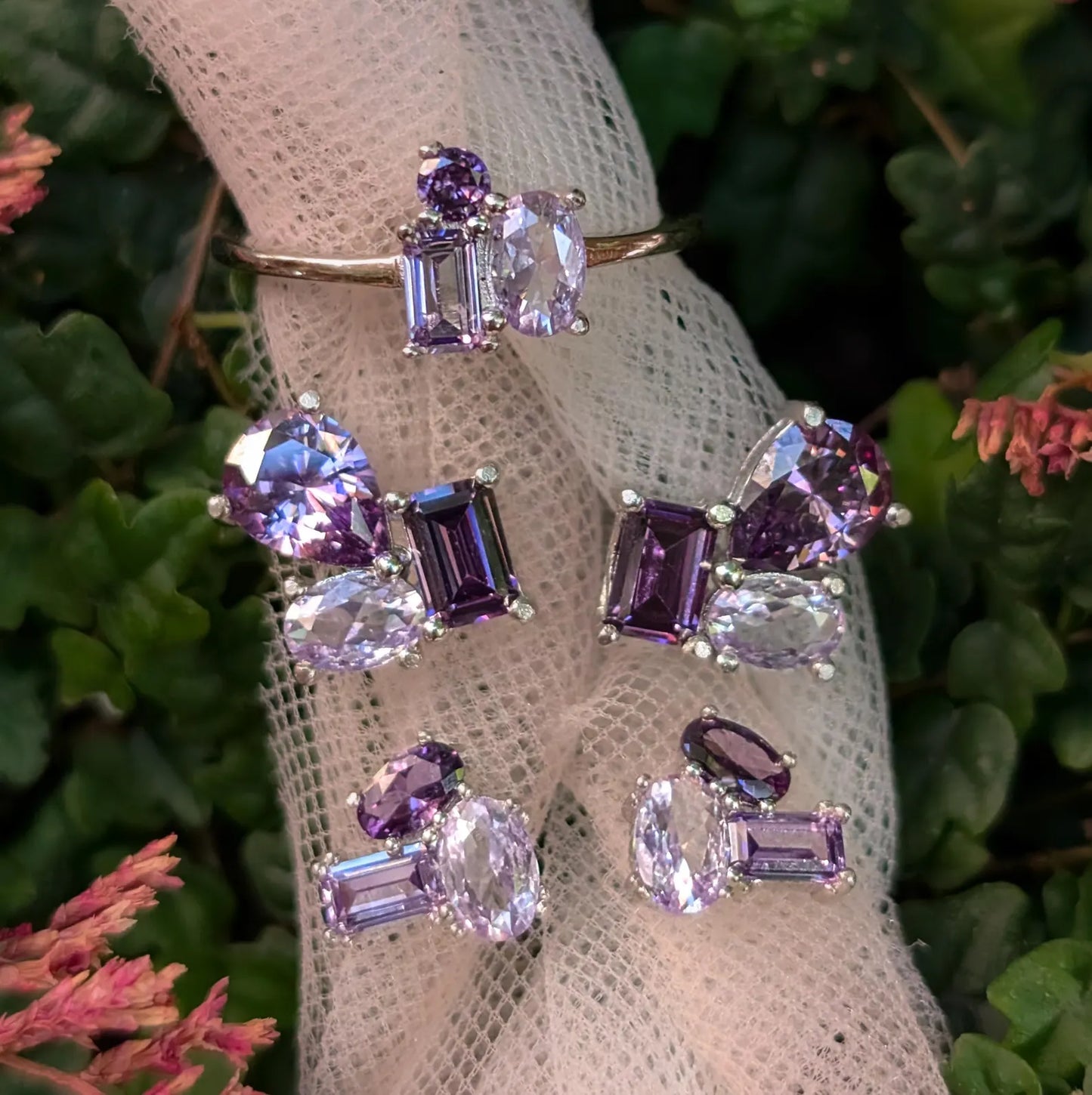 The Elia - Amethyst Small Cluster Ring