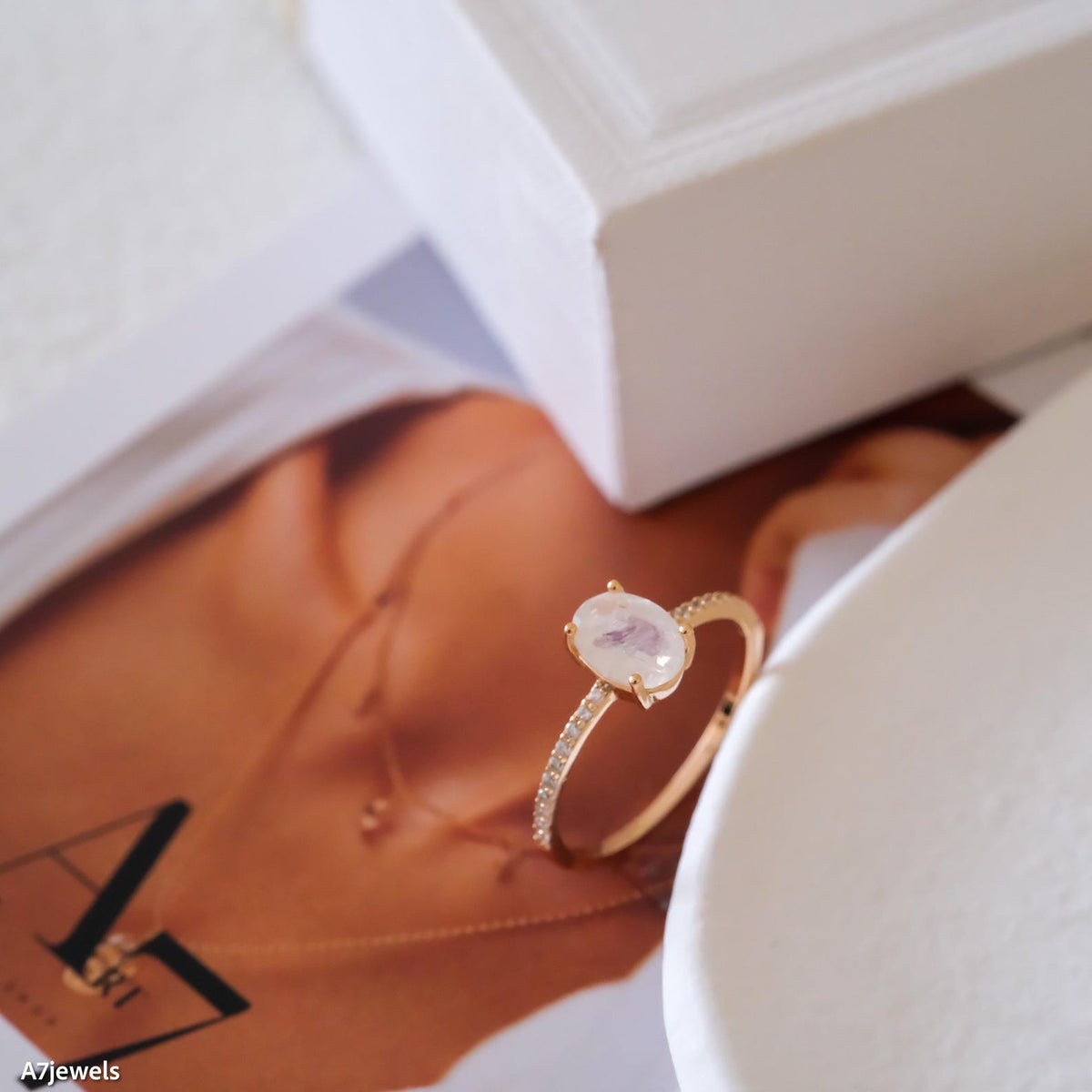 Moonstone Solitaire Ring