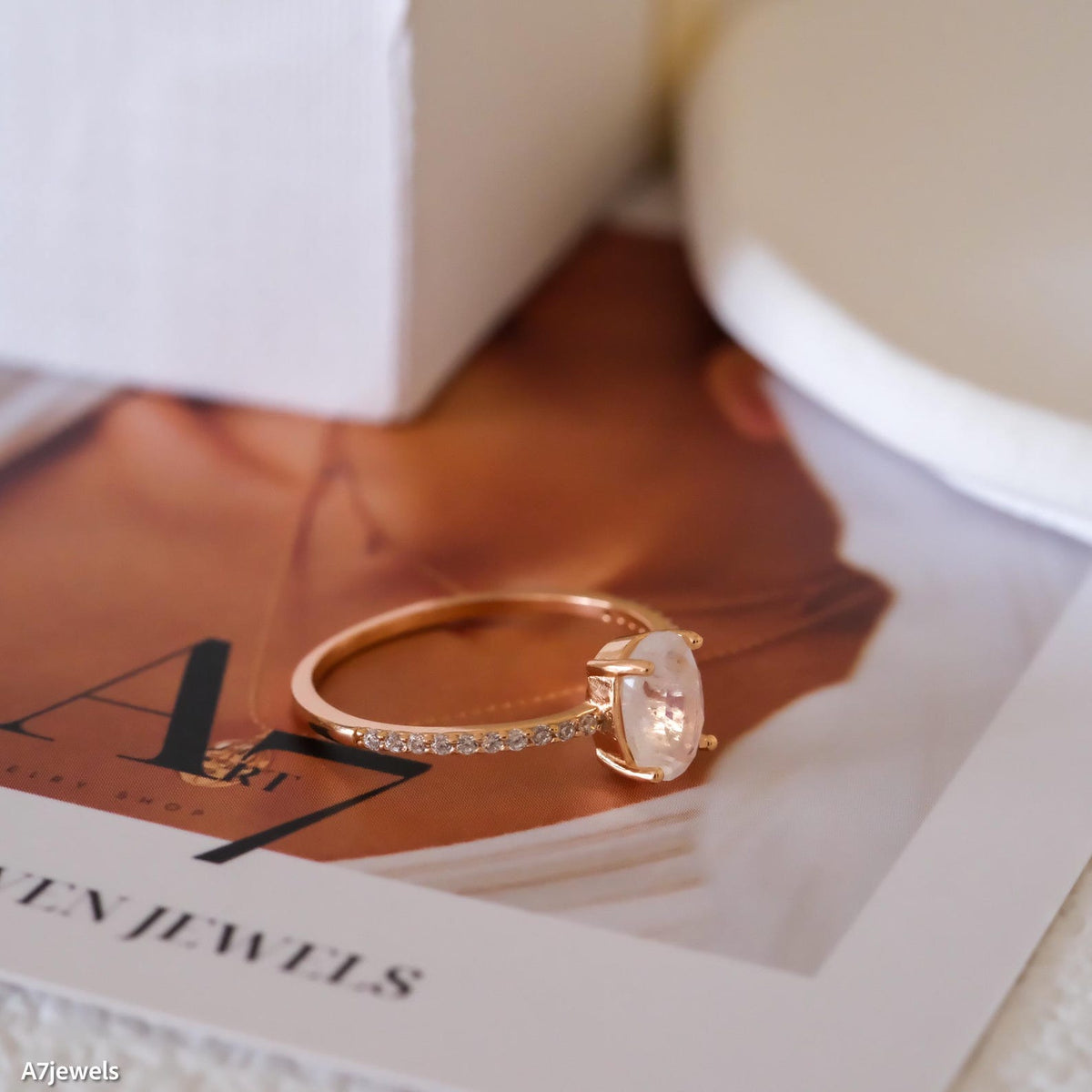 Moonstone Solitaire Ring