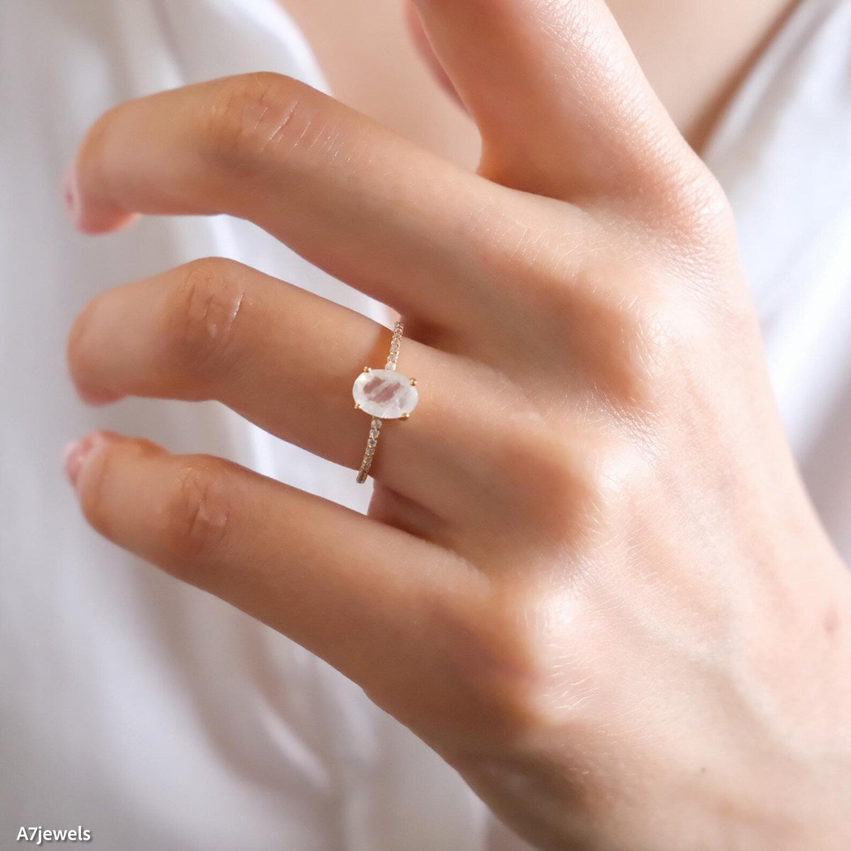 Moonstone Solitaire Ring