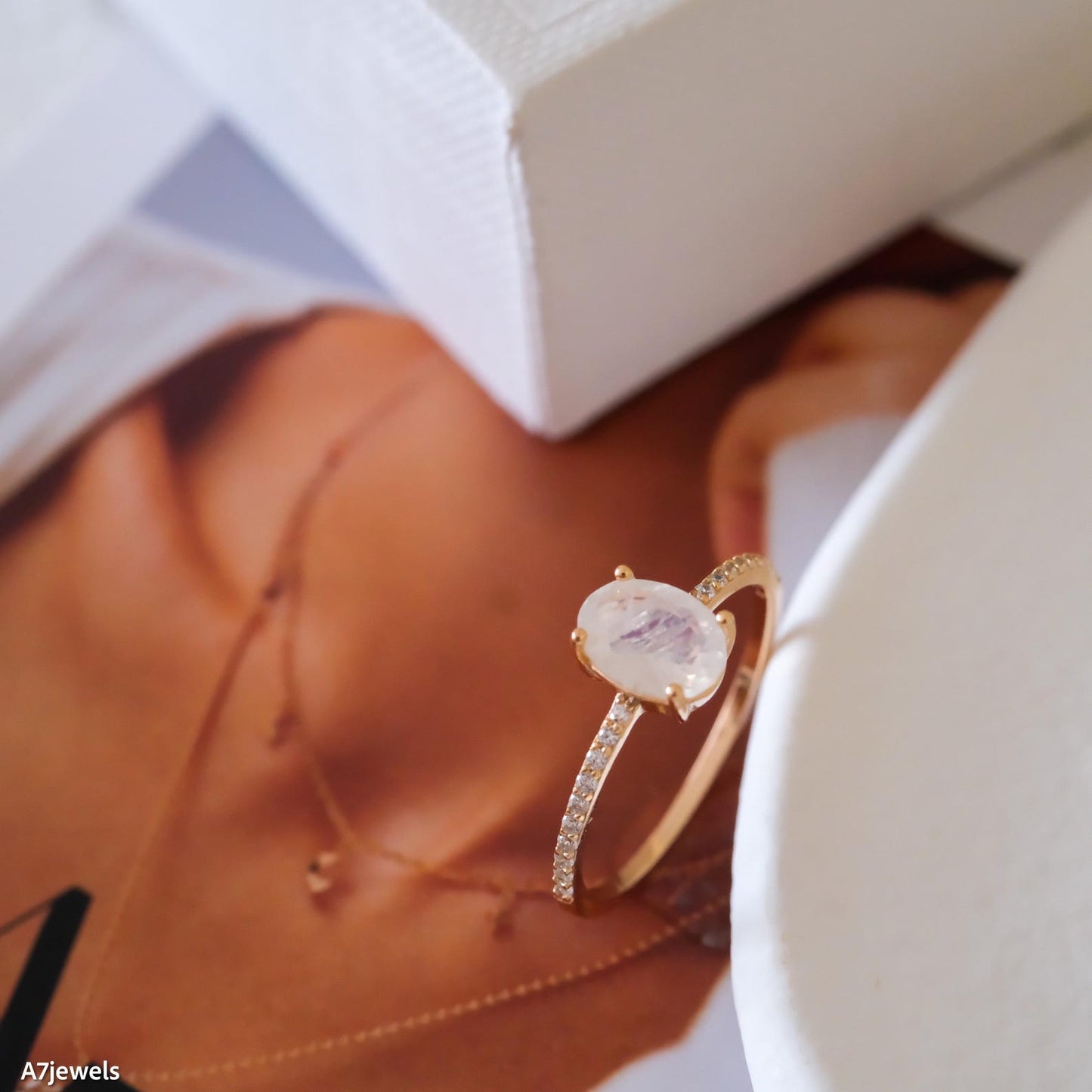 Moonstone Solitaire Ring