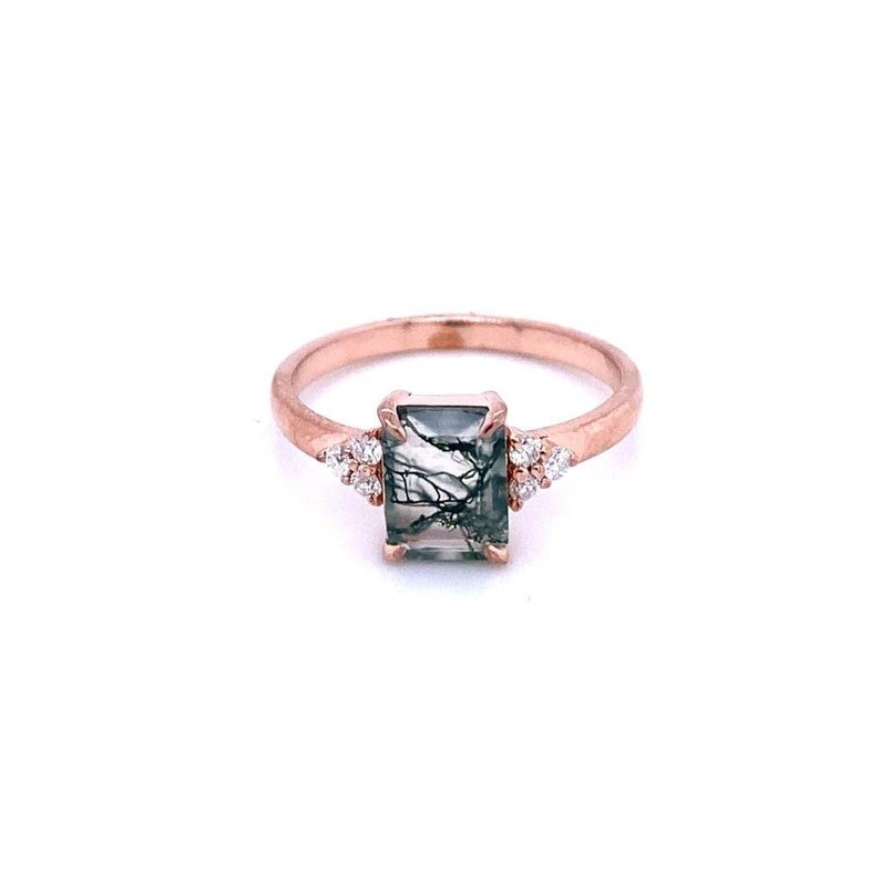 Moss Agate Wedding and Engagement Ring