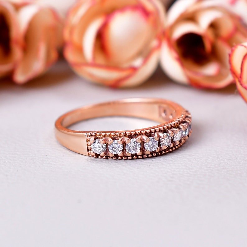 Timeless Moissanite Wedding Band - Half Eternity Ring