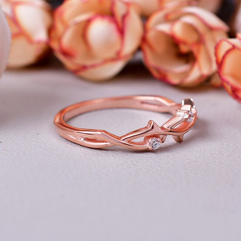 Moissanite Nature Inspired Twisted Branch Bridal Ring Set
