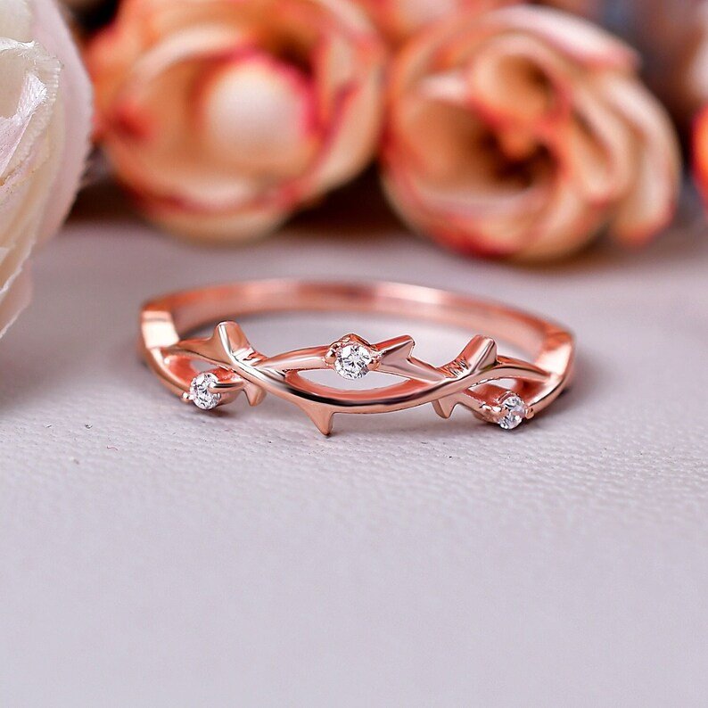 Moissanite Nature Inspired Twisted Branch Bridal Ring Set
