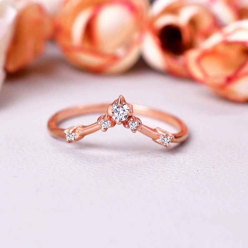Beautiful Moissanite Rose Gold Wedding Band Ring