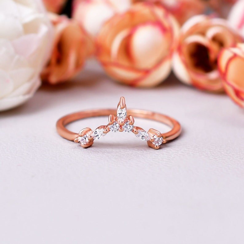 Perfect Marquise Cut Moissanite Wedding Band Ring