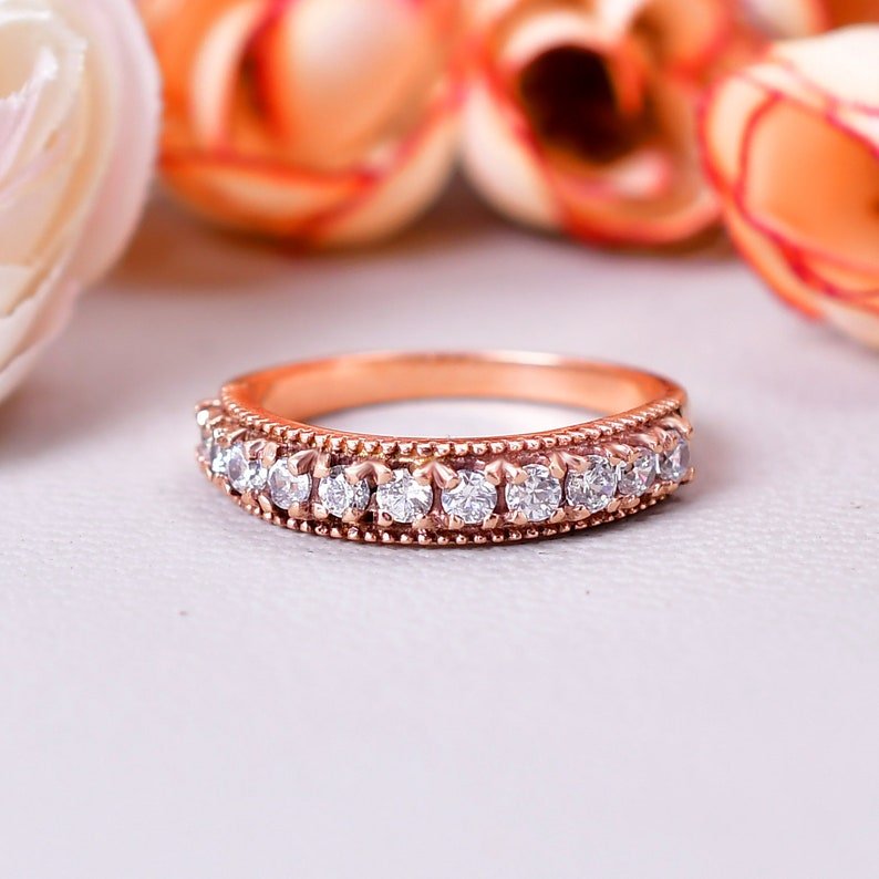 Timeless Moissanite Wedding Band - Half Eternity Ring