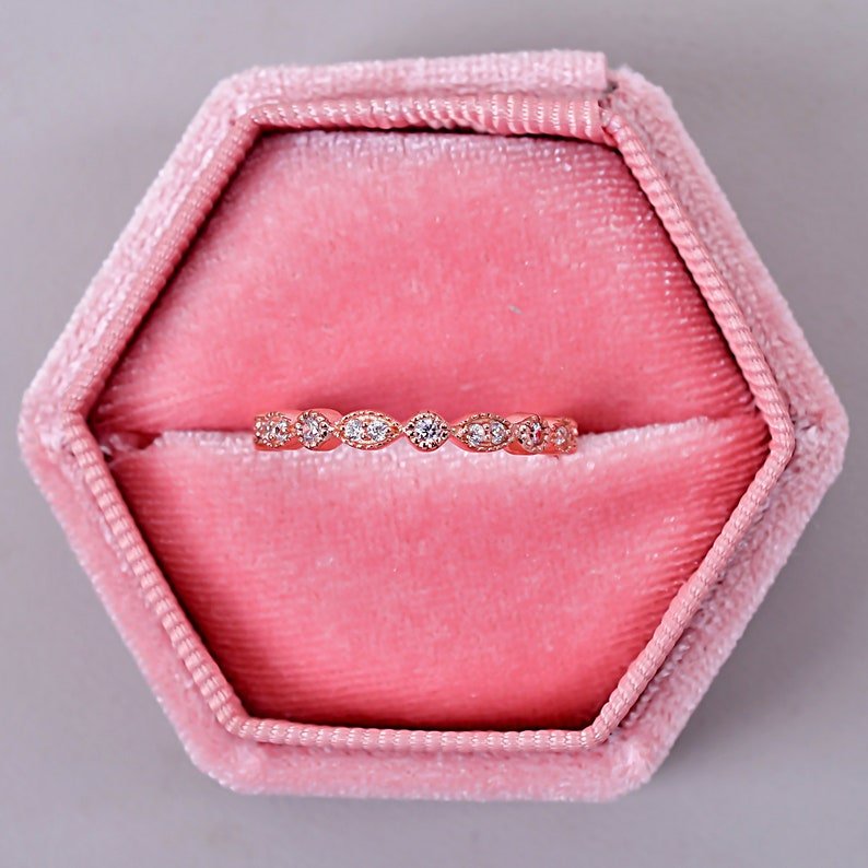 Unique Moissanite Half Eternity Bridal Promise Band Ring