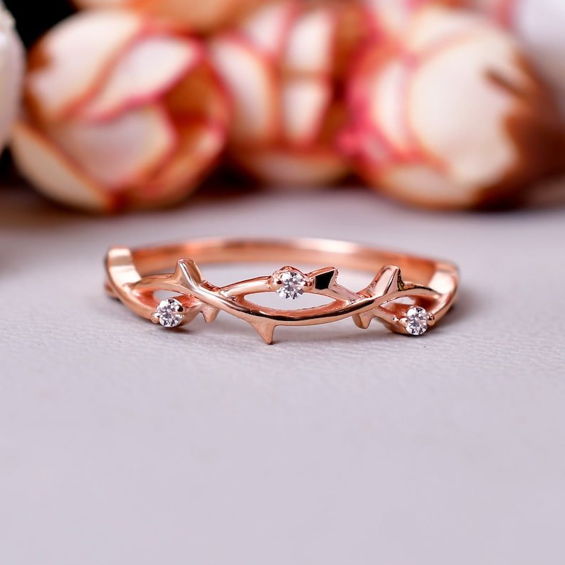 Moissanite Nature Inspired Twisted Branch Bridal Ring Set