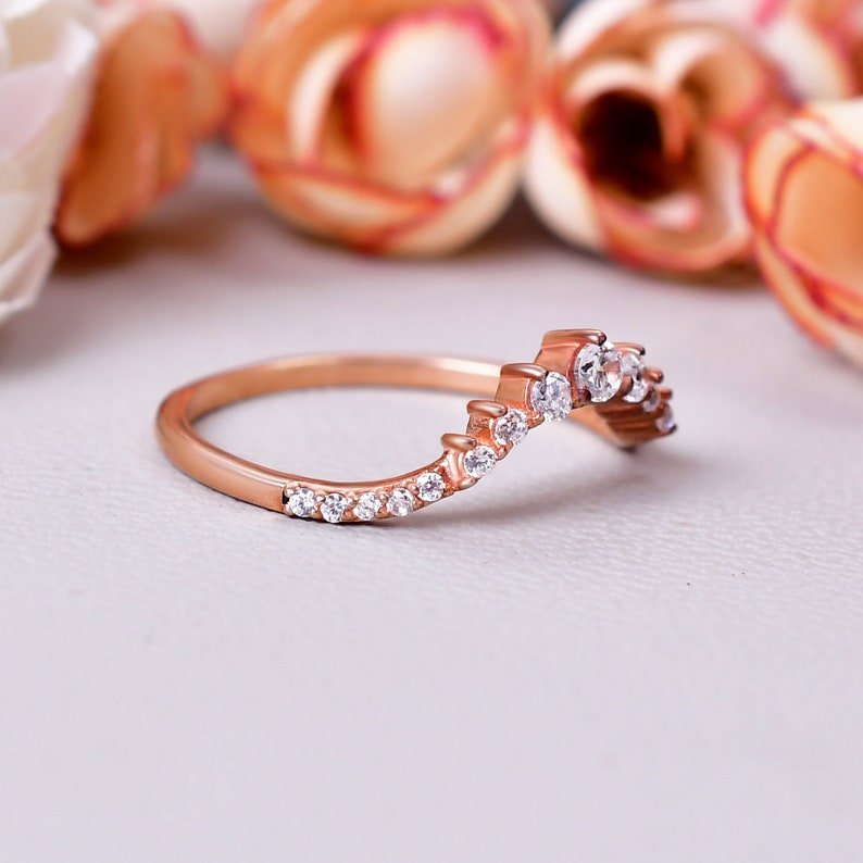 Elegant Curved Moissanite Half Eternity Engagement Band Ring