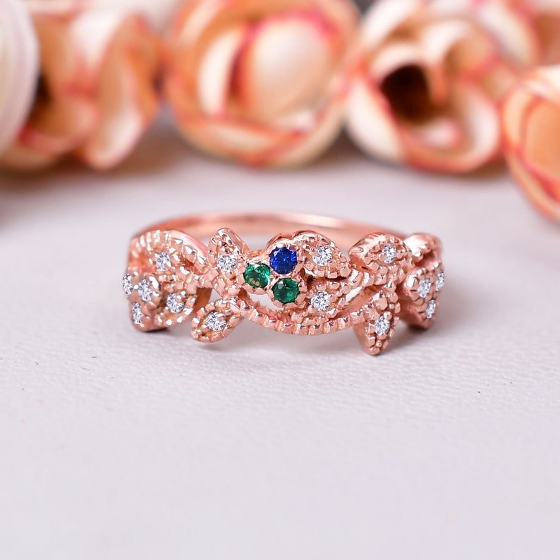 Unique Moissanite Wedding Band Ring Bridal Jewelry