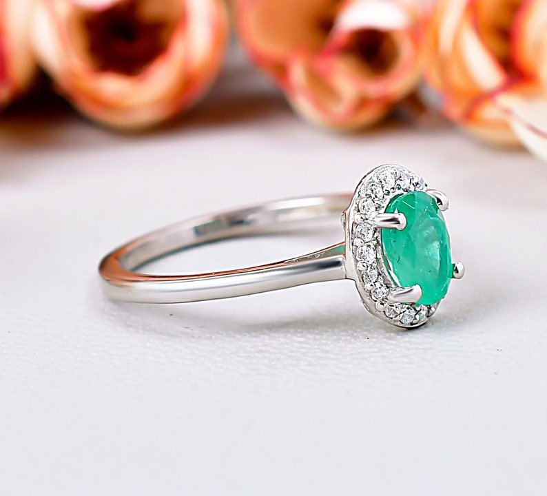 Oval Emerald Halo Engagement Ring Princess Diana-Inspired Ring