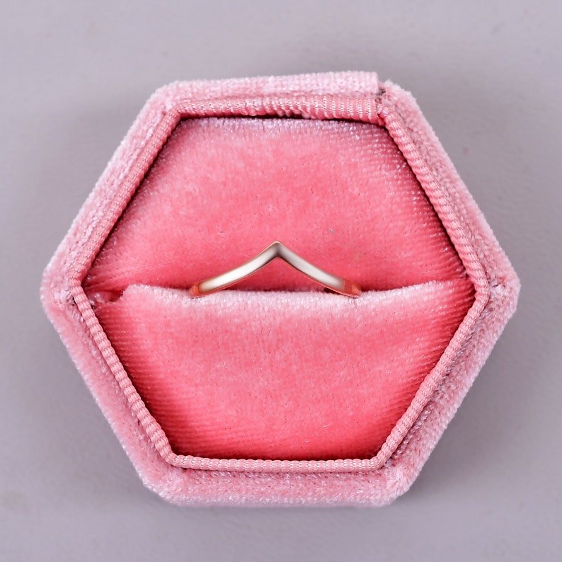 925 Sterling Silver Simple Plain V Shape Matching Band Ring