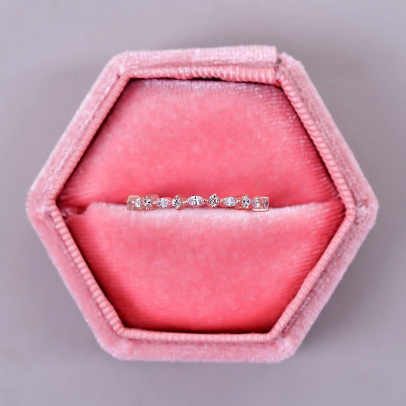Vintage Marquise Moissanite Engagement Wedding Band Ring