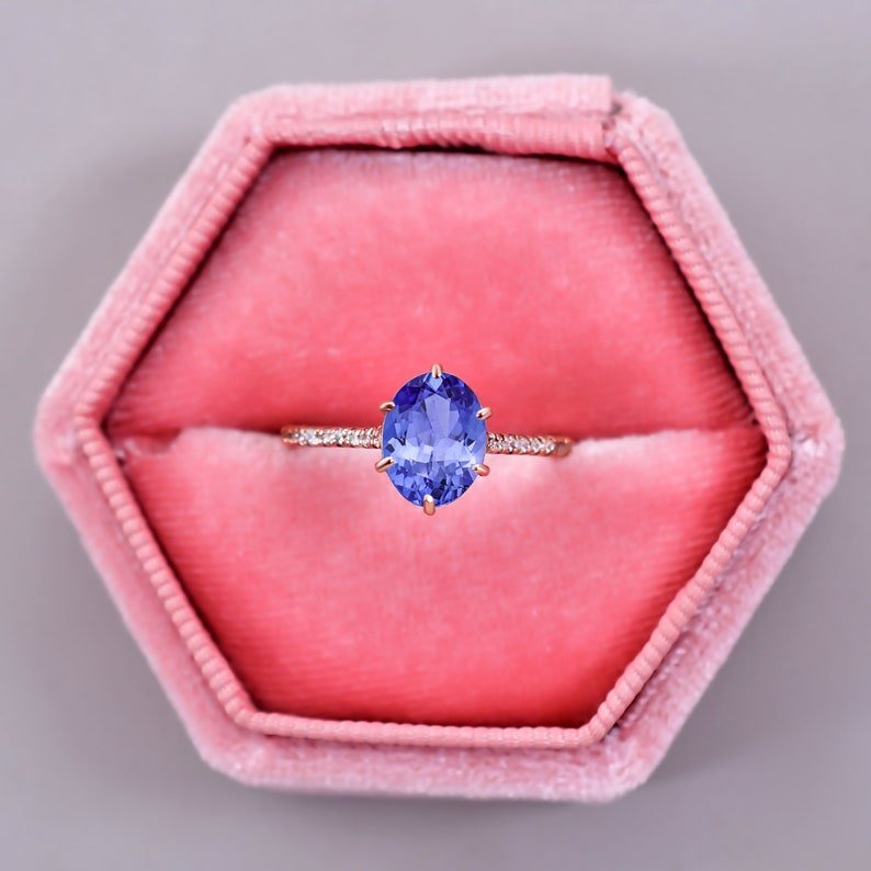Blue Tanzanite Ring Unique December Birthstone Ring Gift for her