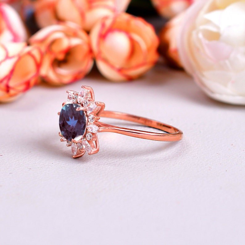 Genuine Alexandrite Minimalistic Engagement Ring