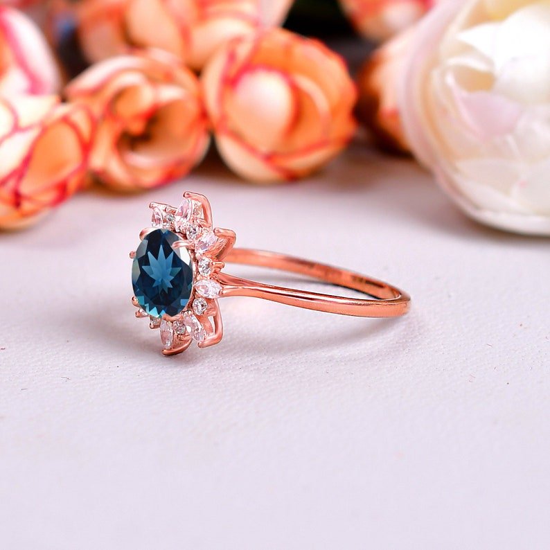 Beautiful London Blue Toapz engagement ring Promise Gift