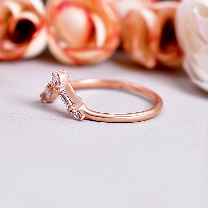 Baguette Cut Dainty Moissanite engagement Band ring