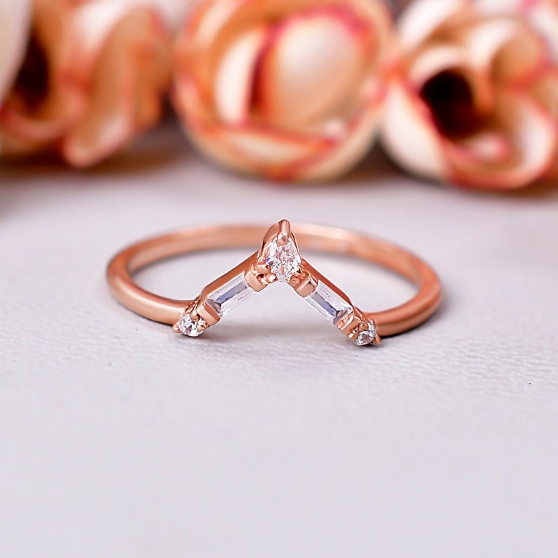 Baguette Cut Dainty Moissanite engagement Band ring