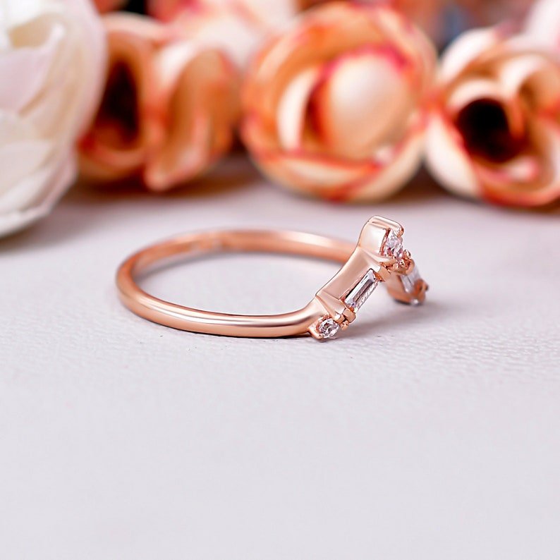Baguette Cut Dainty Moissanite engagement Band ring