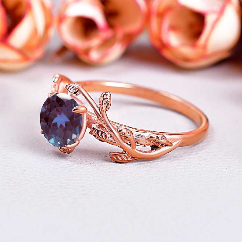 Beautiful Leaf Alexandrite Engagement Ring