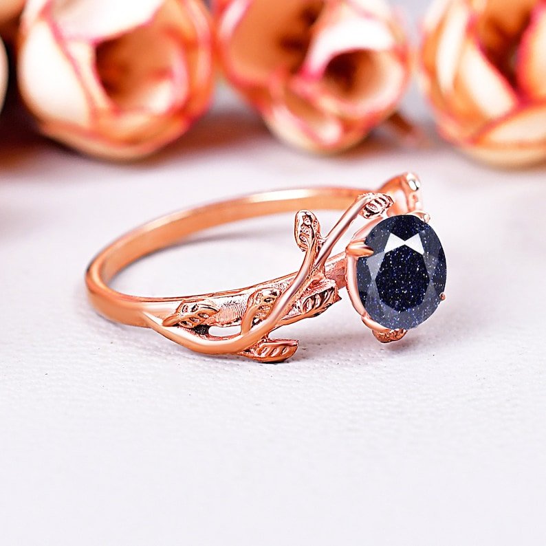 Vintage Blue Sandstone Ring Promise Ring Gift