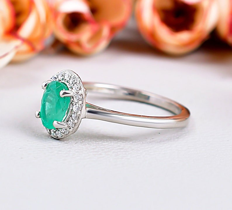 Oval Emerald Halo Engagement Ring Princess Diana-Inspired Ring