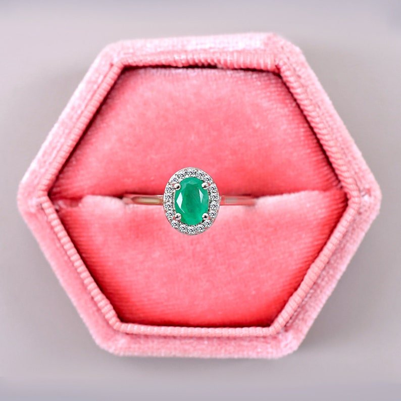 Oval Emerald Halo Engagement Ring Princess Diana-Inspired Ring