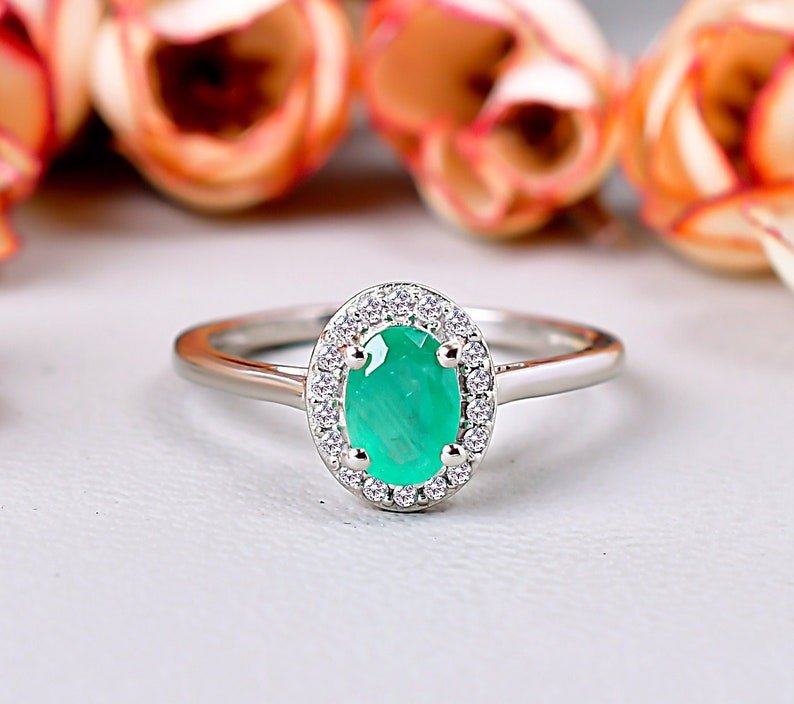 Oval Emerald Halo Engagement Ring Princess Diana-Inspired Ring