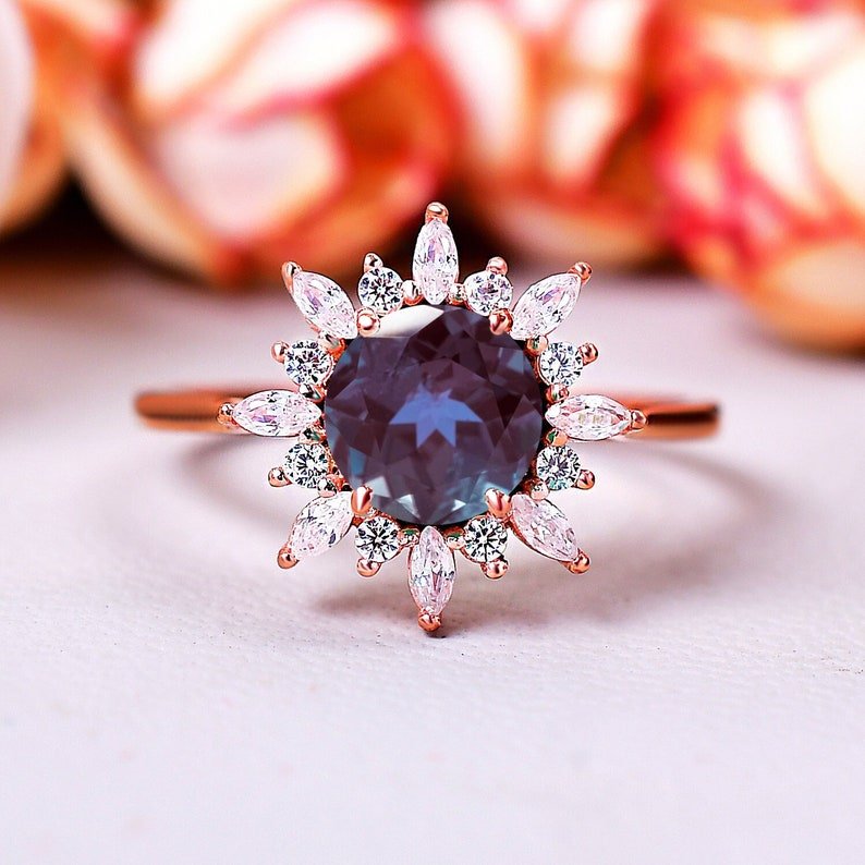 Genuine Alexandrite Minimalistic Engagement Ring